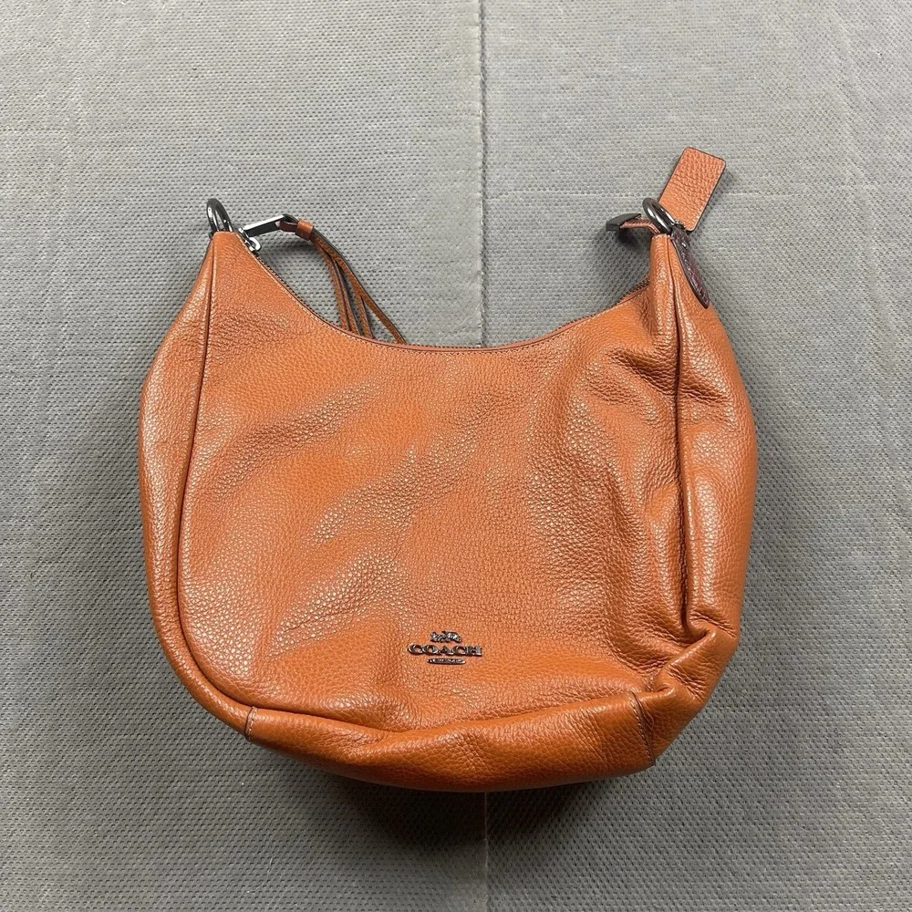 Coach Pebbled Leather Jules Hobo Shoulder Bag Silver Hardware CC756 Sunset Brown